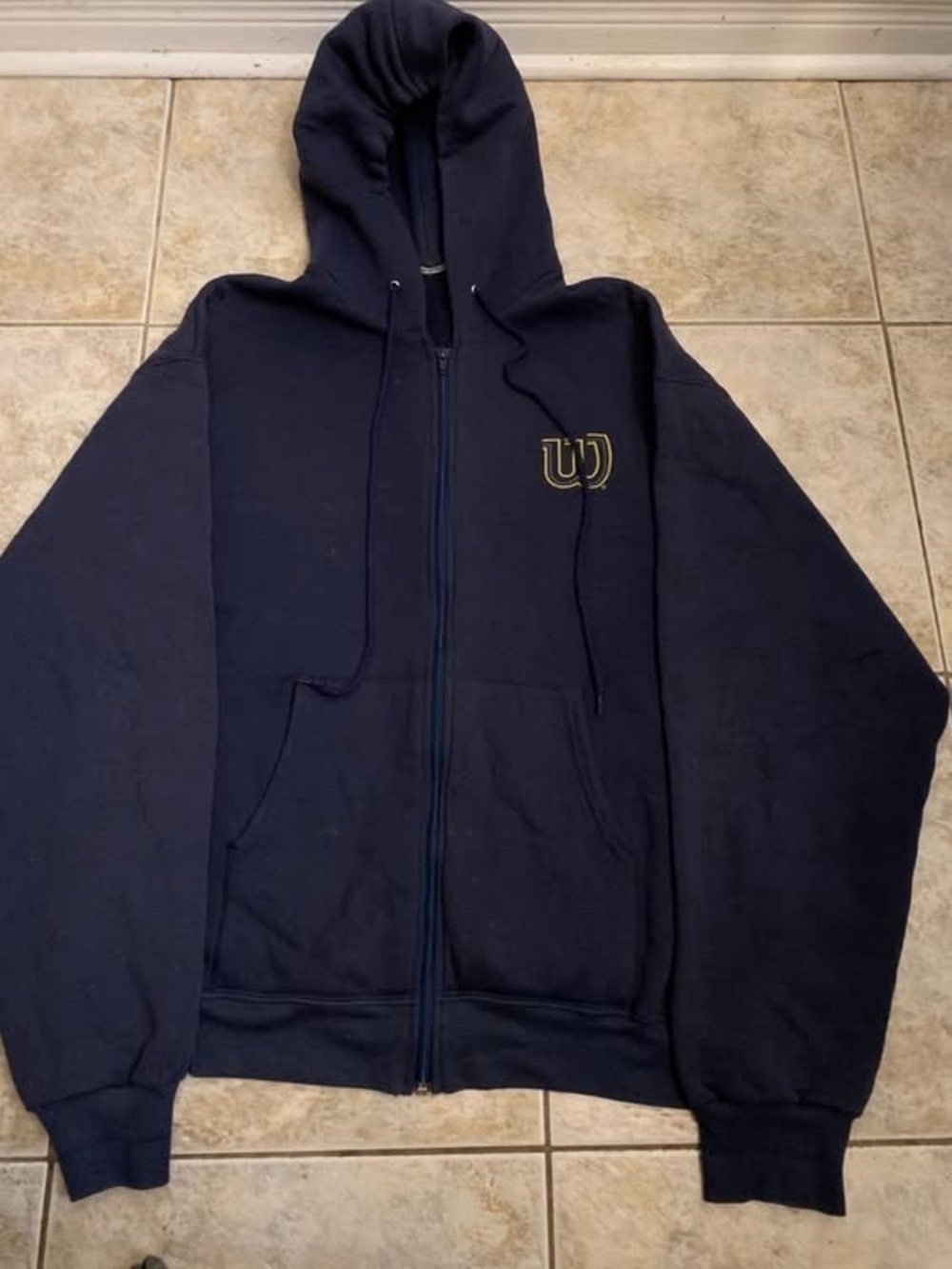 Vintage Wilson Zip Up Hoodie University Sz Large Y2k 90s